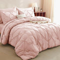 CozyLux Full Size Comforter Sets Peach Pink, 7 Pieces Pintuck Bed in A Bag Pink by CozyLux