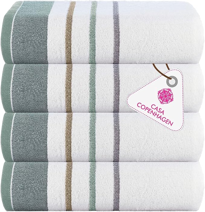 CASA COPENHAGEN White Bay 4Pcs 100% Egyptian Cotton Designer Hand Towels Gift by CASACOPENHAGEN