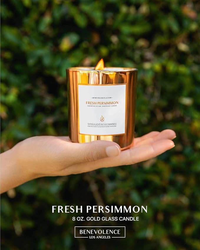 Benevolence LA Fresh Persimmon Wood Wick Candles | Soy Scented Christmas Candles - Image 2