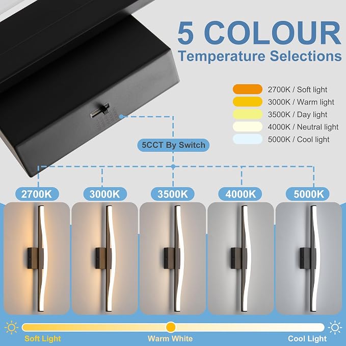 Modern Bathroom Vanity Light 24 inch, Dimmable 5CCT Led Bathroom Light Fixture - Image 2