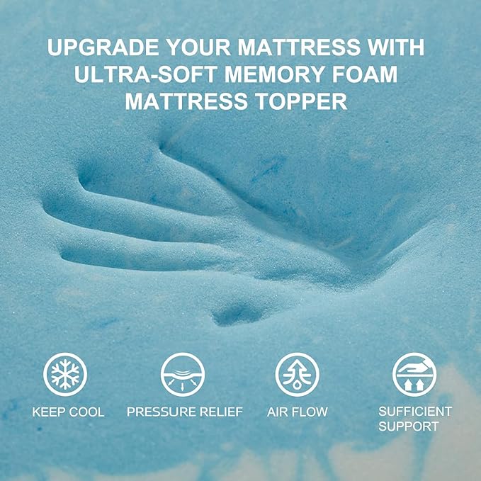 SINWEEK Mattress Topper Memory Foam Mattress Topper 2 Inch Queen Soft Mattress - Image 3
