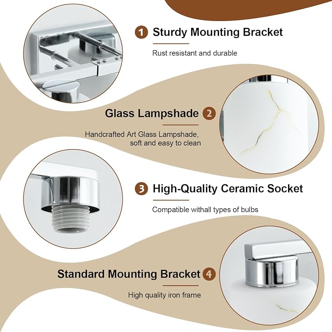 5-Light Bathroom Light Fixtures, Modern Vanity Lights, Chrome Metal Wall Lamp - Image 6