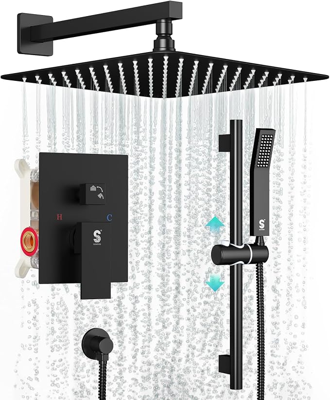 SR SUN RISE 10 Inch Slide Bar Shower Faucet Luxury High Pressure Shower Heads by SRSUNRISE