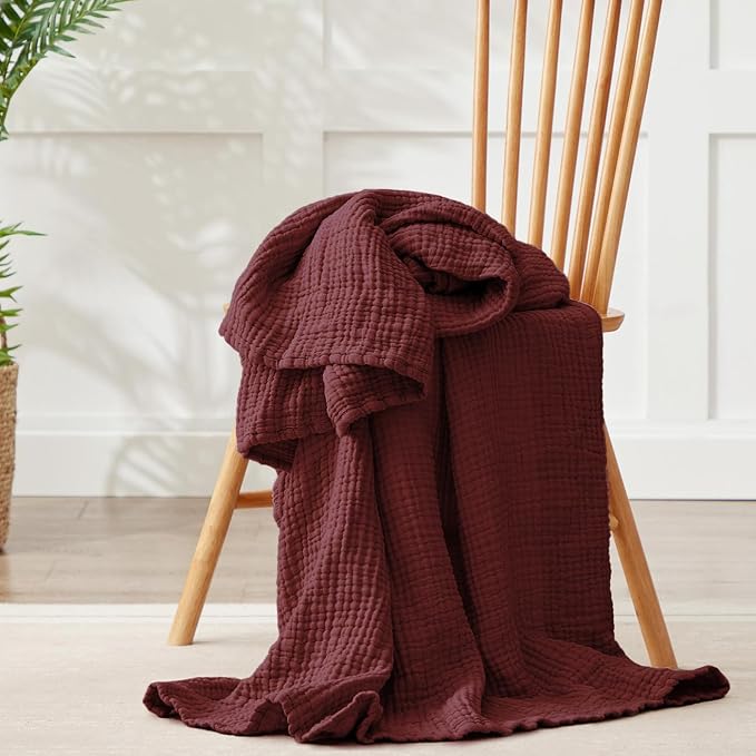 100% Cotton Muslin Blanket King 108" x 90", 6 Layers Breathable and Lightweight - Image 8