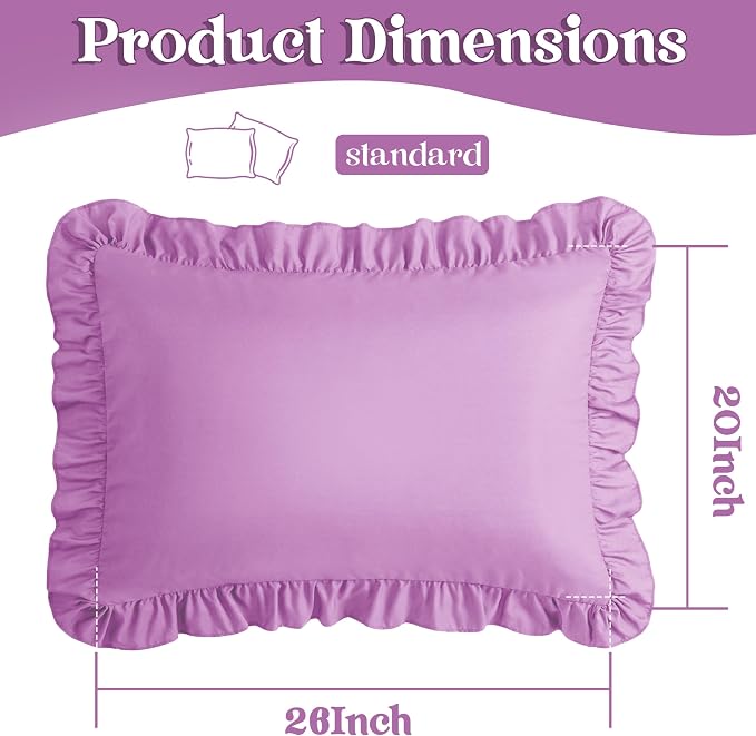 KKJIAF Ruffle Pillow Cases Standard Size Set of 2, Ruffled Pillow Covers - Image 3