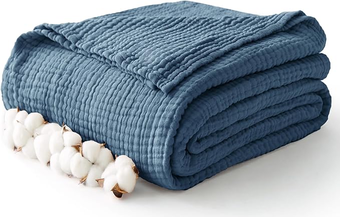 100% Cotton Muslin Blanket King 108" x 90", 6 Layers Breathable and Lightweight by Kozyhvn