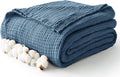 100% Cotton Muslin Blanket Queen 90" x 90", 6 Layers Breathable and Lightweight by Kozyhvn