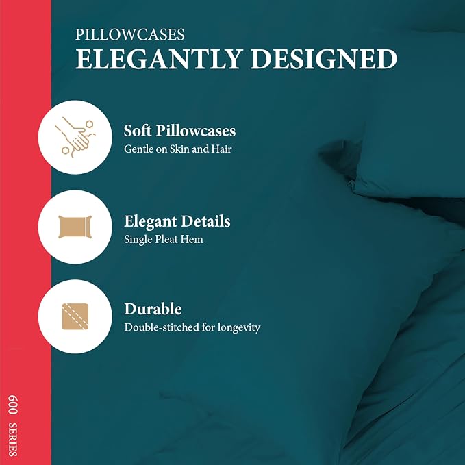 100% Egyptian Cotton King Pillow Case Set of 2 - Image 4