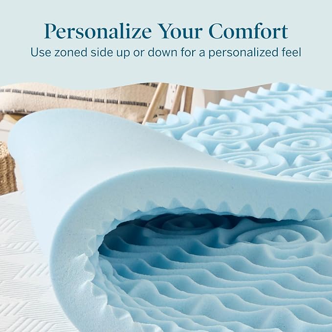 LUCID 3 Inch Gel Memory Foam Mattress Topper, Twin XL size – 5 Zones – Cooling - Image 4