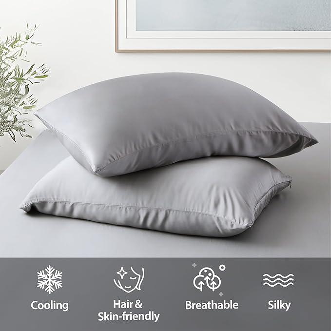 2 Pack Cooling Pillow Cases, Viscose Derived from Bamboo Pillow Protectors King - Image 5