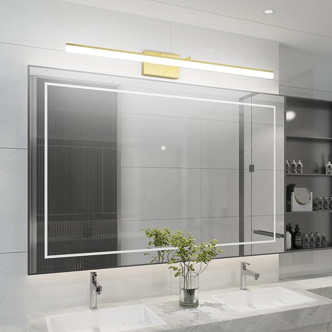 Aipsun Brushed Brass Vanity Light Fixtures 40inch Modern LED Bathroom Fixtures - Image 8