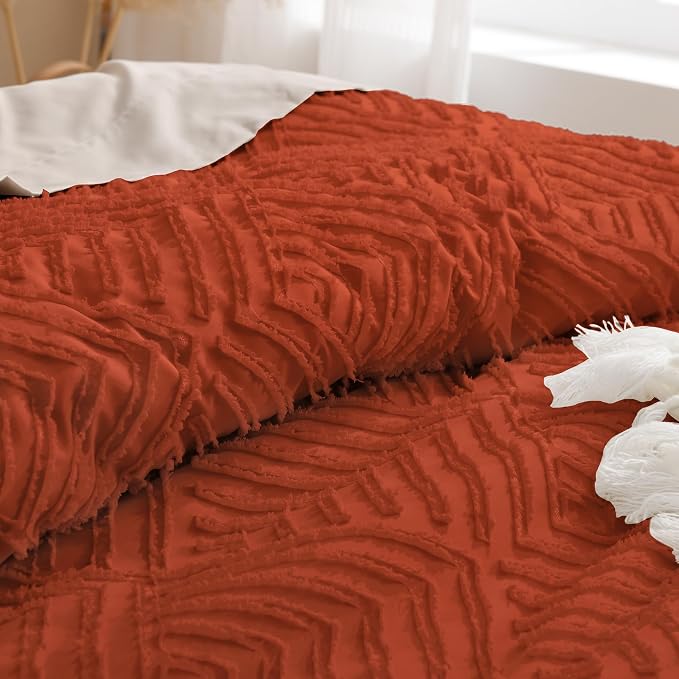 Andency Burnt Orange Oversized King Comforter 120"x120", 3 Pieces Terracotta - Image 5