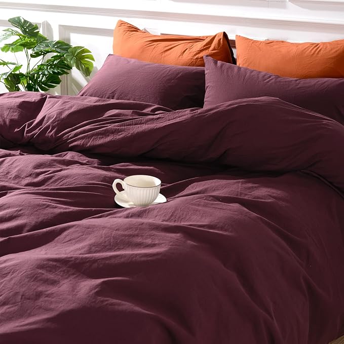 NEXHOME PRO Duvet Cover Set King Size Linen Look Textured Organic Natural 100% - Image 8