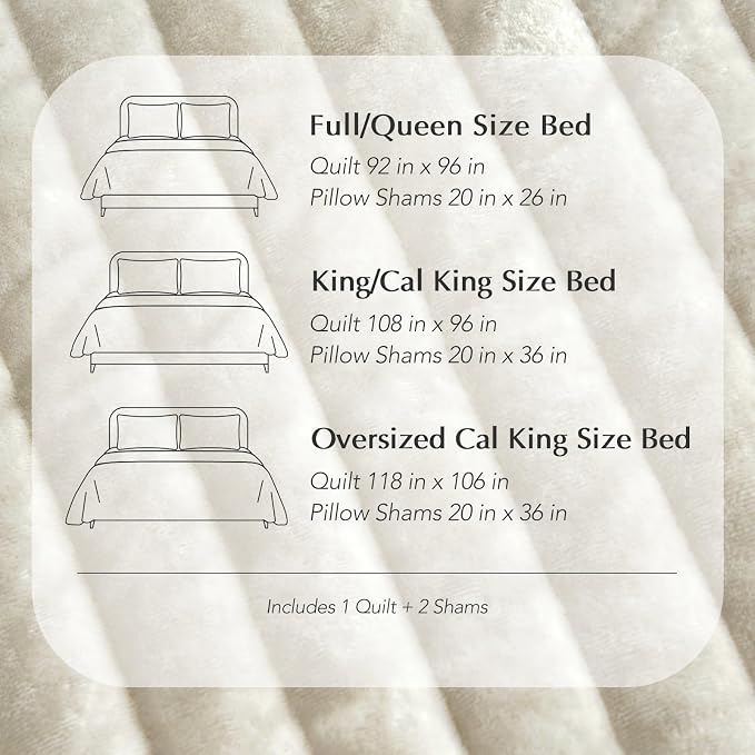 EVERGRACE Velvet Quilt Set King Size, Luxurious Soft Striped Channel Bedding Set - Image 9