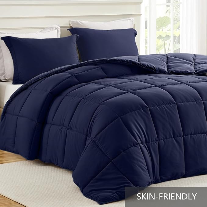 Homelike Moment Twin Comforter Set Navy Blue, Lightweight Comforter Twin Size - Image 2