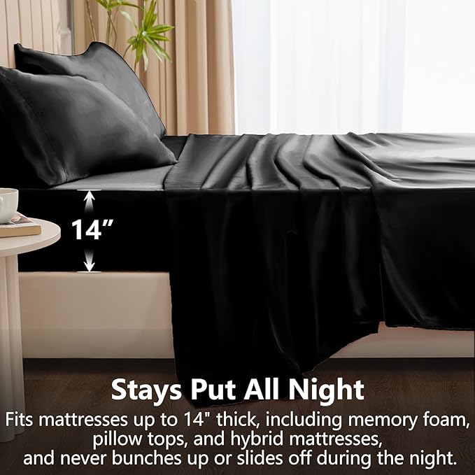 CozyLux Satin Sheets King Size Sheet Set - Image 4