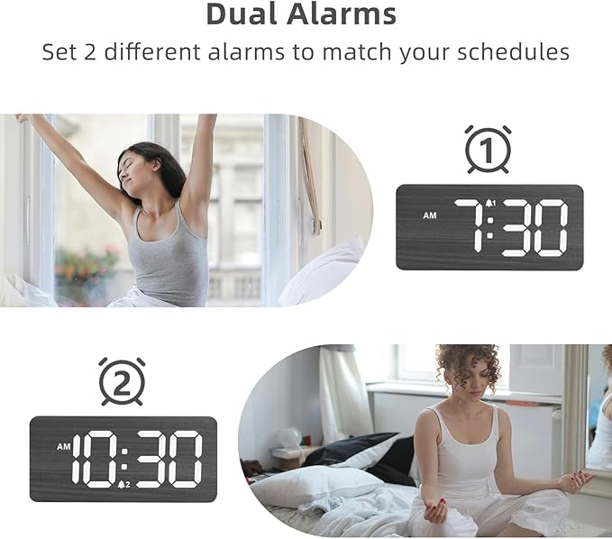 uscce Wooden Digital Alarm Clocks - Image 5
