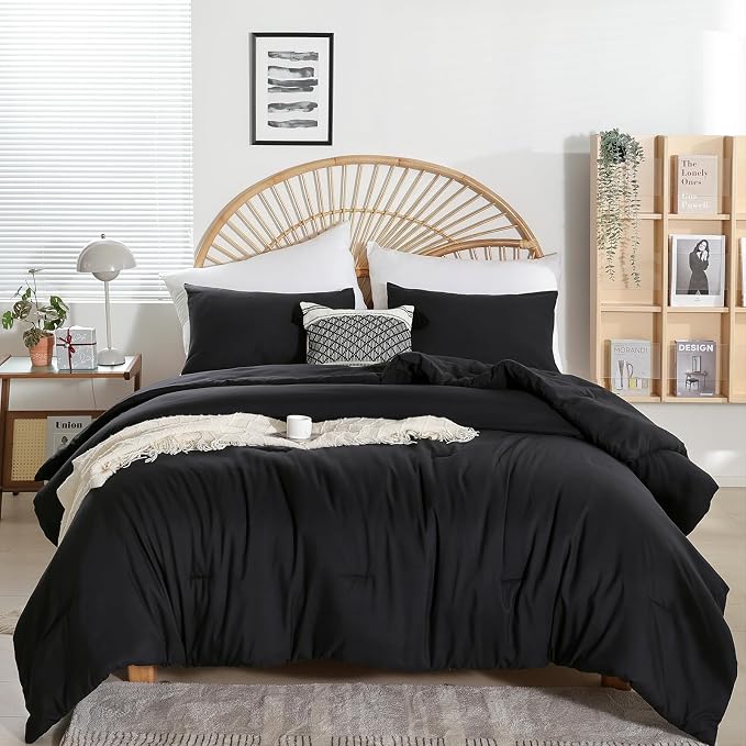 weigelia Full Size Comforter Sets Modern 3PCS Microfiber Black Comforter Full - Image 2