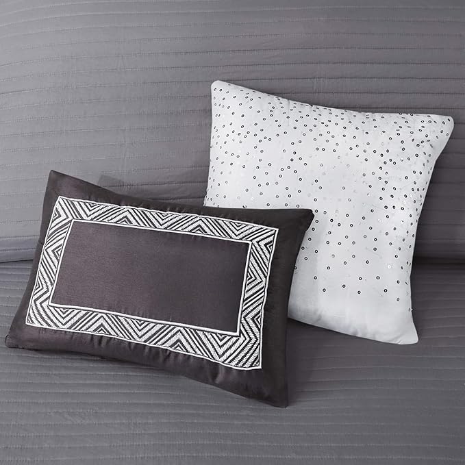 Madison Park King Quilt Set Lustrous Jacquard & Glitter Accent Coverlet Set - Image 13