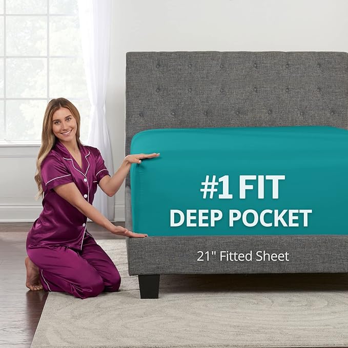 Queen Fitted Sheet Only Deep–Pocket – Extra Deep Pocket Queen Fitted Sheet – by DeaLuxeBedding