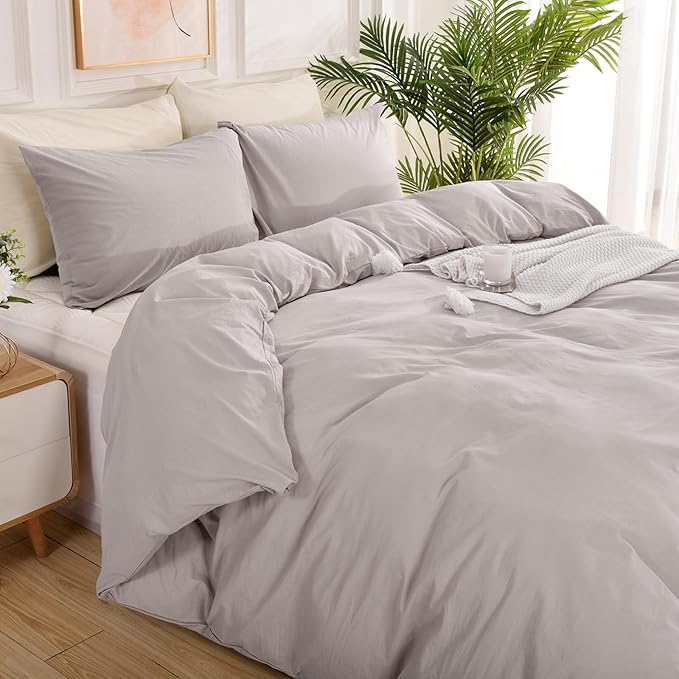 NEXHOME PRO Duvet Cover Queen Size, 100% Washed Cotton Orgnic Linen Like - Image 3