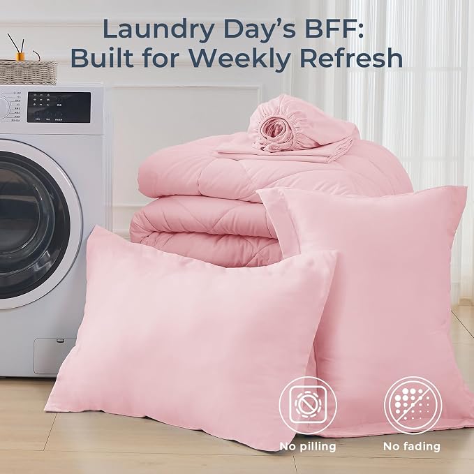 HEVUMYI Pink Twin-XL Comforter Set - Image 7