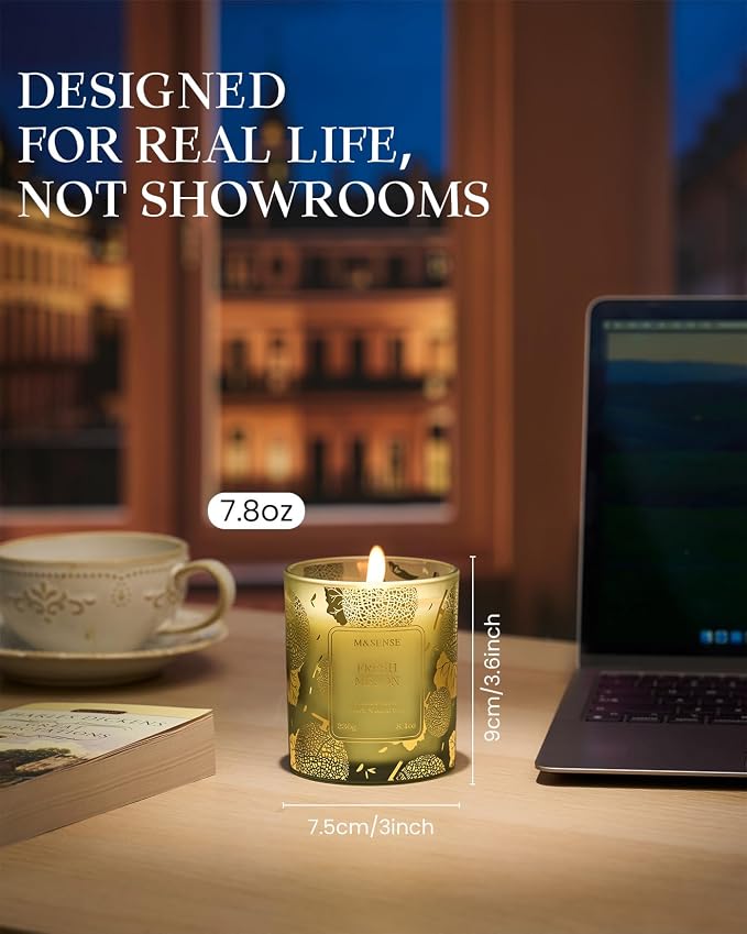 M&SENSE Naturally Scented Vegan Soy Candles, Fresh Melon Scented Candles - Image 4