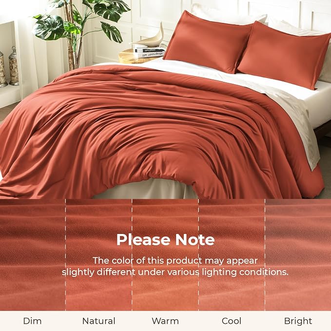 Litanika Oversized King Comforters Burnt Orange Super King Plus Size, 3 Pieces - Image 8