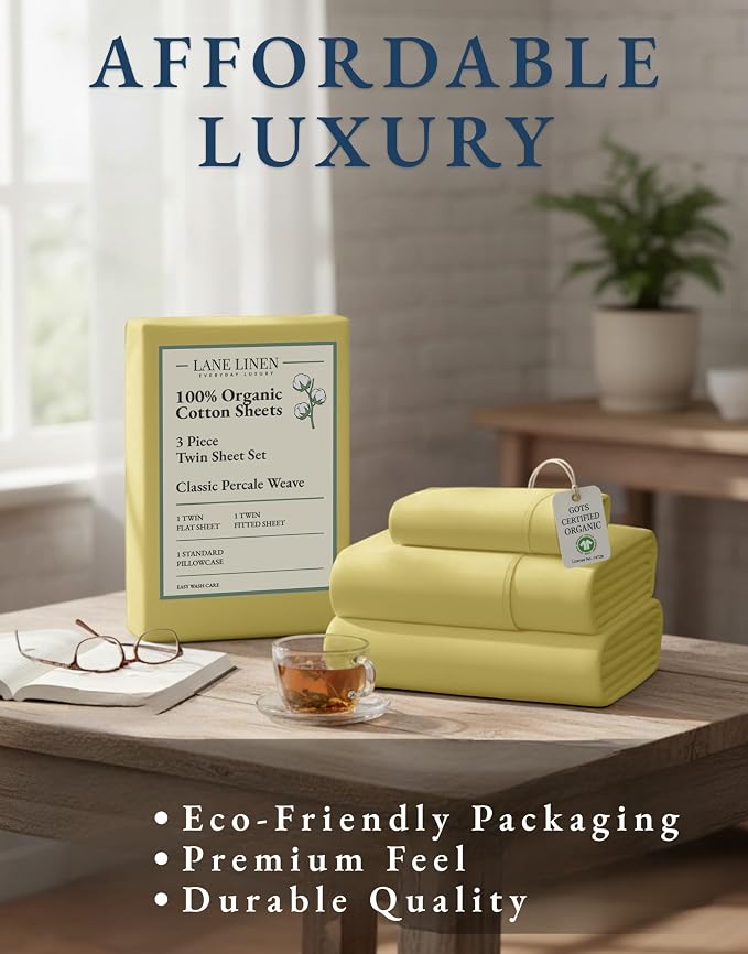 LANE LINEN Eco Friendly Cocoon 100% Organic Cotton Twin Sheets, Low Pill Fade - Image 8