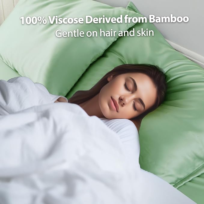 2 Pack Cooling Pillow Cases, Viscose Derived from Bamboo Pillow Protectors - Image 4