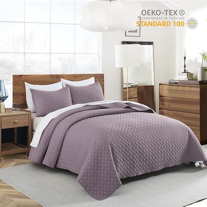 HORIMOTE HOME Quilt Twin Size Grayish Purple, Lightweight Quilt - Image 5