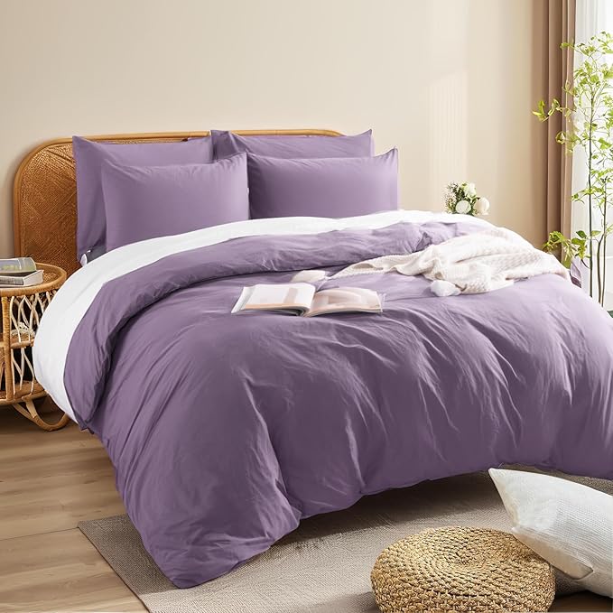NEXHOME PRO Full Duvet Cover Set, 100% Washed Cotton - Image 2