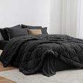 Love's cabin King Size Comforter Set Black, 7 Pieces King Bed in a Bag by Lovescabin