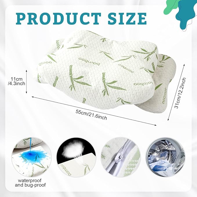 Hahafelt Cooling Cervical Pillowcase Waterproof Bamboo Neck Pillow Case - Image 2