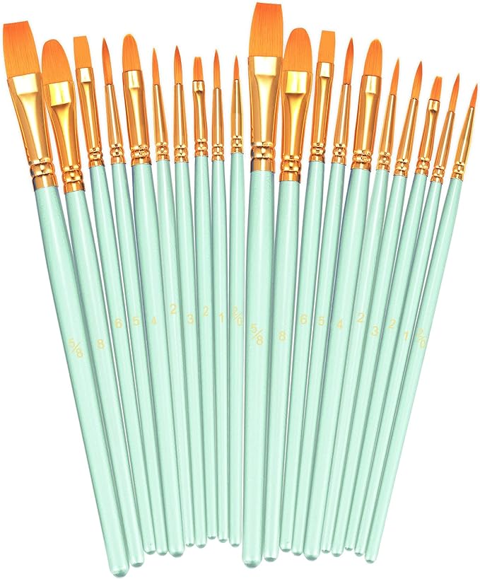BOSOBO Paint Brushes Set, 2 Pack 20 Pcs Round Pointed Tip Paintbrushes Nylon by ArtistPaintBrushesSet