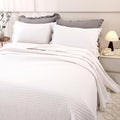 ROOMLIFE Quilt Set King Size 3D Floral Embroidery Pattern 3-Piece Cotton by ROOMLIFE