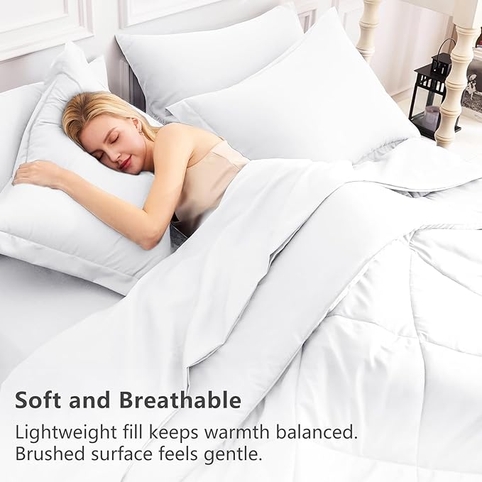 CozyLux Queen Comforter Set White - Image 3