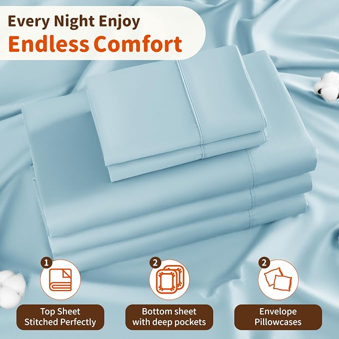 LBRO2M Split King Sheet Sets for Adjustable Bed 1000 Thread Count 100% Egyptian - Image 5
