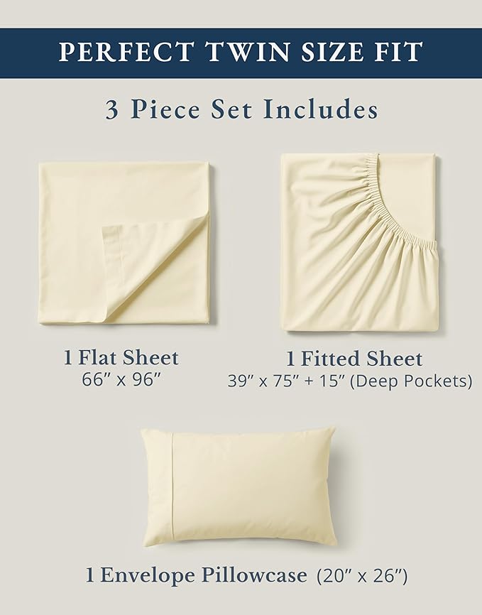 LANE LINEN 100% Organic Cotton Twin Bed Sheet Set, Soft & Breathable Twin Sheet - Image 4