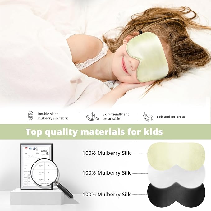 Kids Sleep Mask Eye Cover, 100% Real Natural Pure Silk Eye Mask - Image 2