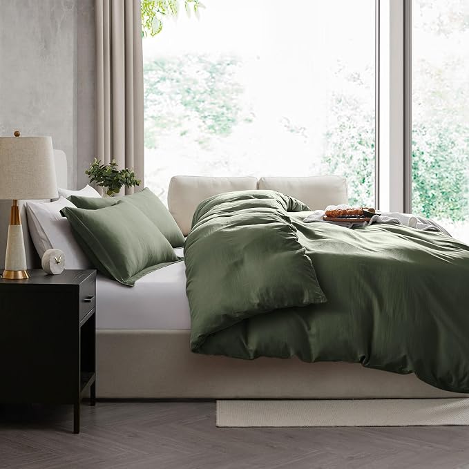 Nestl Olive Green Duvet Cover Queen Size - Image 7