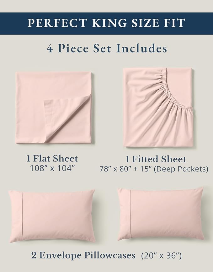 LANE LINEN 100% Organic Cotton King Size Sheets Set, Machine Washable Fully - Image 4