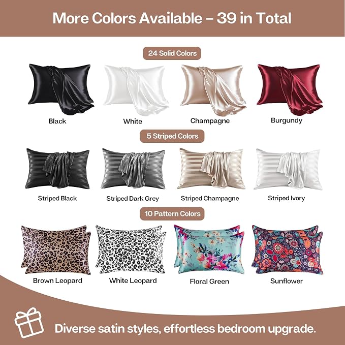 MR&HM Satin Pillowcase for Hair and Skin, Silk Satin Pillowcase 2 Pack - Image 6