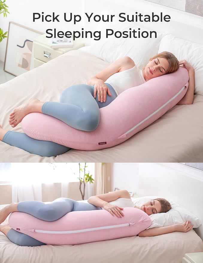 Momcozy Body Pillow for Pregnancy, J Shaped Pregnancy Pillows for Side Sleeping - Image 8