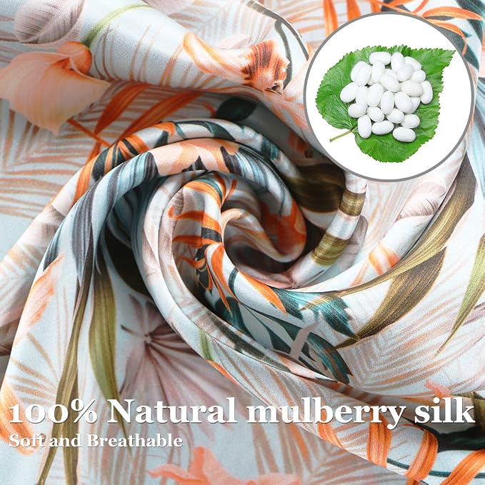 MANSPHIL Tropical 100% Silk Pillowcases Queen Size, 22 Momme Mulberry Silk - Image 2