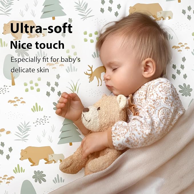 Baby Mini Crib Sheets Boy, Portable 38”x26” Pack and Play Sheets Fitted - Image 2