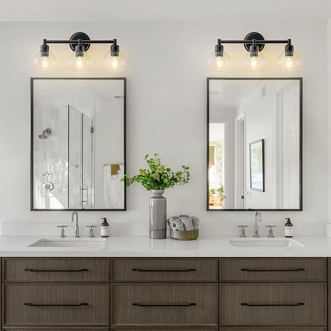 Modern Black Bathroom Vanity Lights, 3-Light Matte Black Bathroom Light Fixture - Image 3