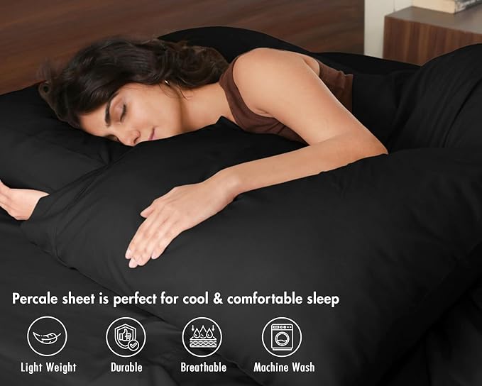RUVANTI 100% Cotton Sheets – King Size Percale Bedding, Cooling & Breathable - Image 3