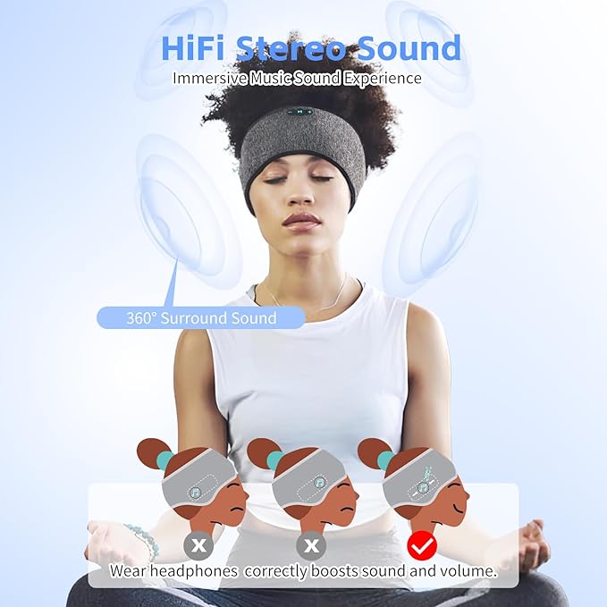 2 Pack Sleep Headphones Bluetooth 6.0 Headband, 20Hr Headband Headphones - Image 6