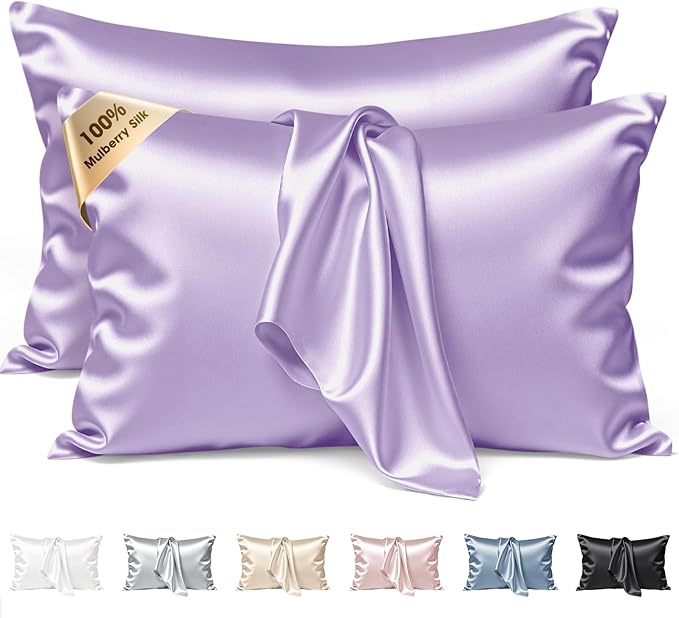 Silk Pillow Cases 2 Pack Queen Size Mulberry Silk Pillowcase Set of 2 by BRINGYOUTHEBEST